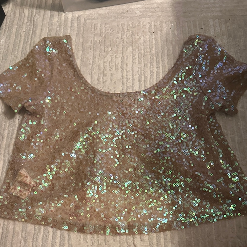 BCBGeneration Sequin Blouse - Tan